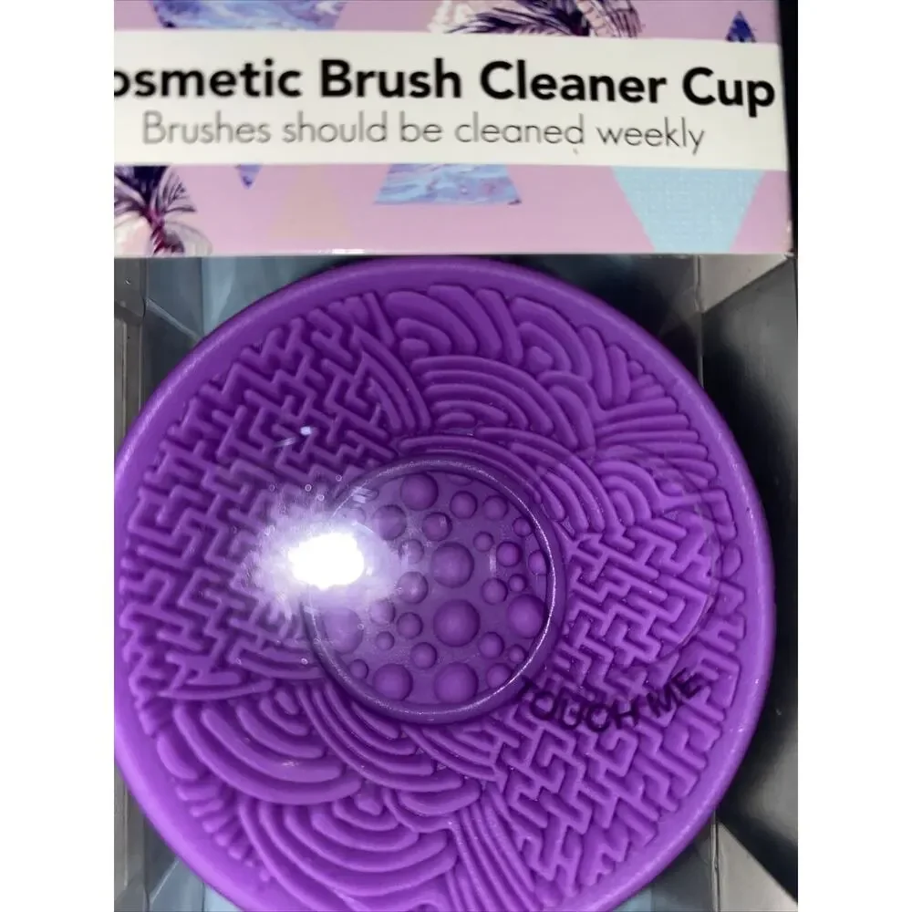 Beauty Concepts Cosmetic Brush Cleaning Cup Purple Silicone New Lot of 2
